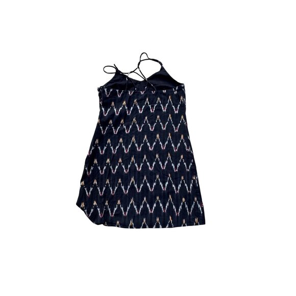 Loft Petite 6P Black & Multicolor Ikat Pattern Sleeveless Dress With Crisscross - Picture 2 of 8